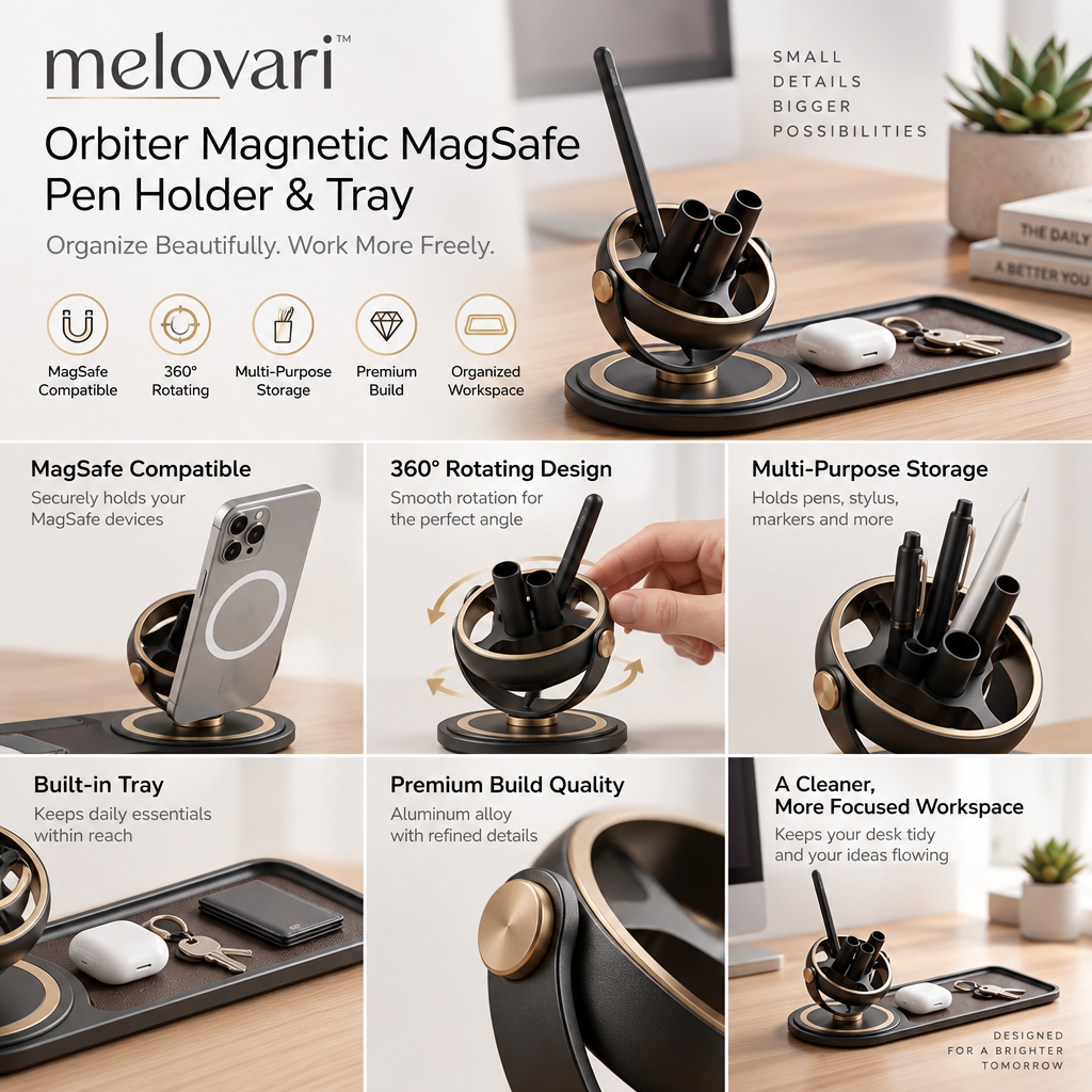 melovari™ Orbiter Magnetic MagSafe Pen Holder & Tray