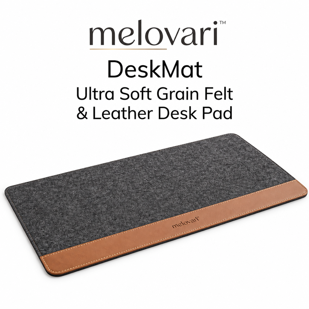 melovari™ DeskMat Ultra Soft Grain Felt & Leather Desk Pad