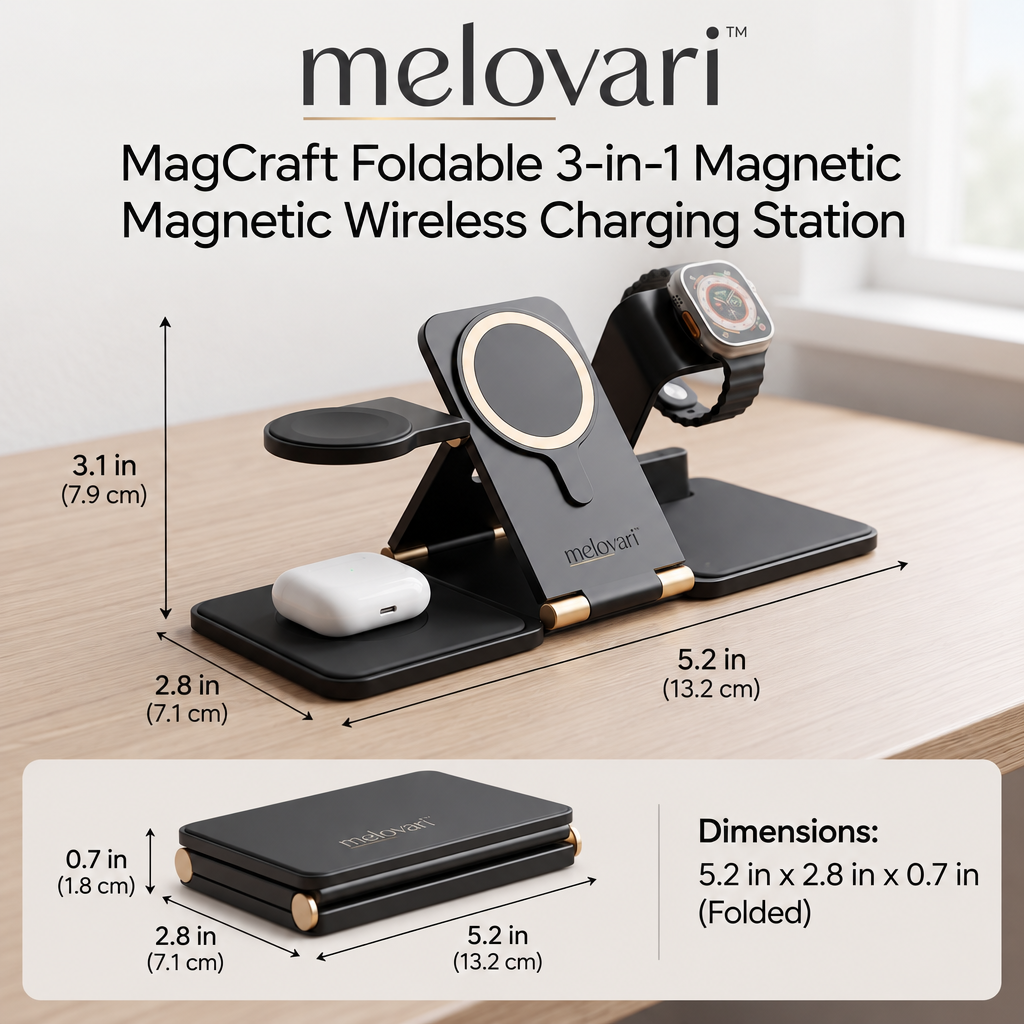 melovari™ MagCraft Foldable 3-in-1 Magnetic Wireless Charging Station