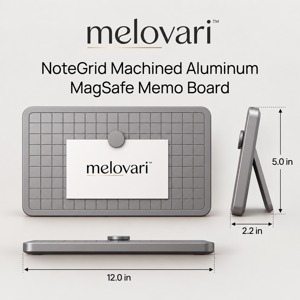melovari™ NoteGrid Machined Aluminum MagSafe Memo Board