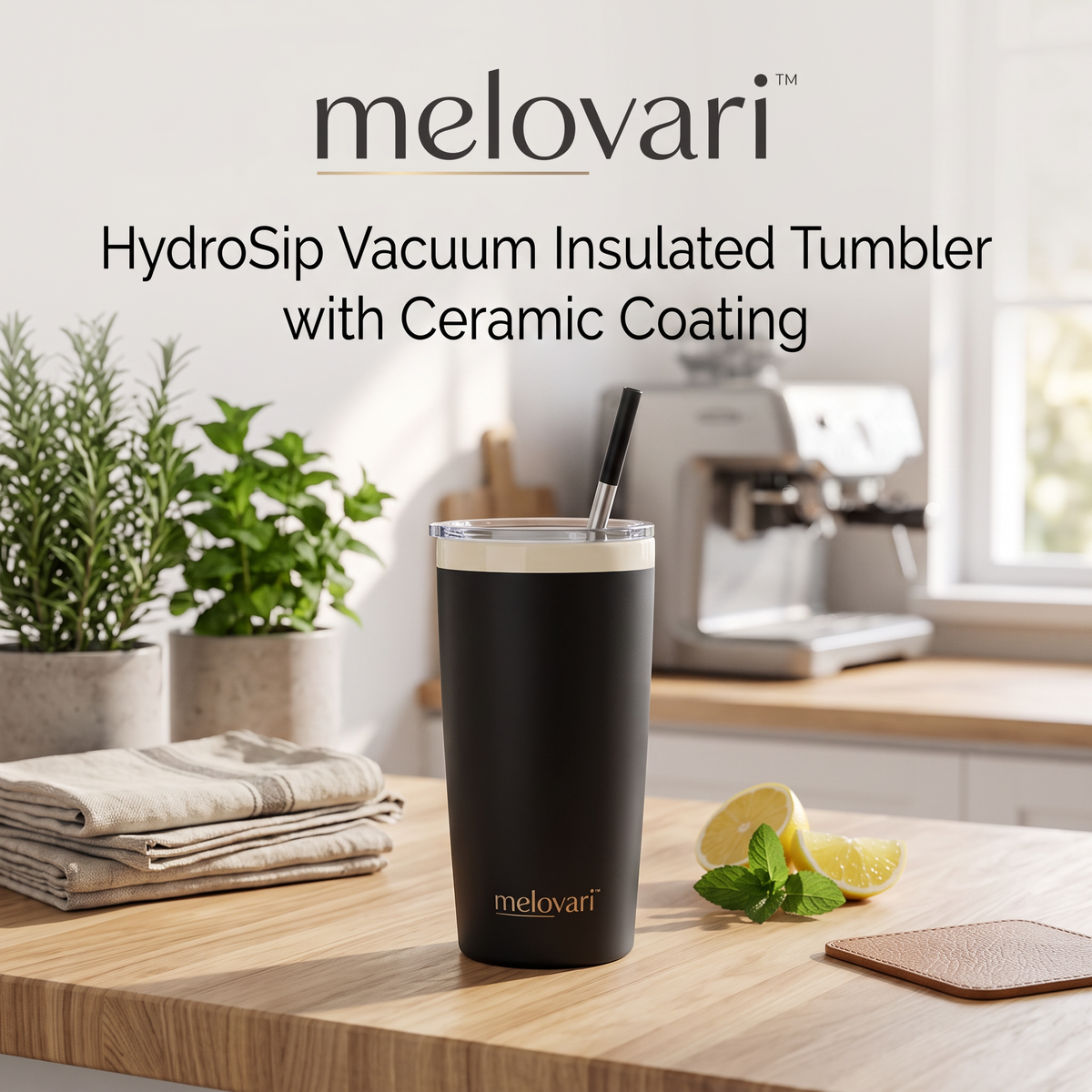 melovari™ HydroSip Vacuum Insulated Tumbler with Ceramic Coating