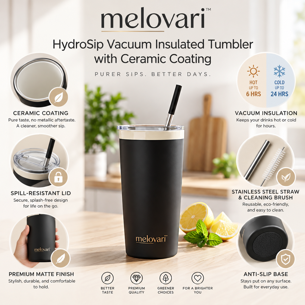 melovari™ HydroSip Vacuum Insulated Tumbler with Ceramic Coating