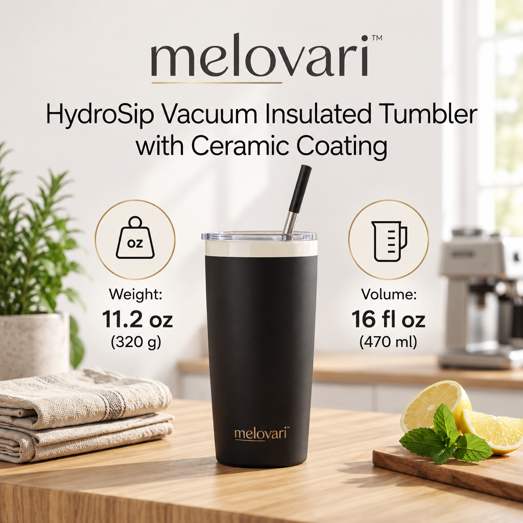 melovari™ HydroSip Vacuum Insulated Tumbler with Ceramic Coating