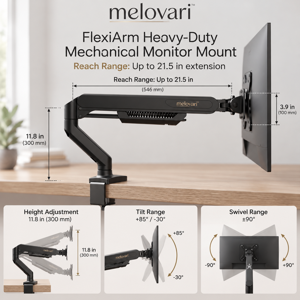 melovari™ FlexiArm Heavy-Duty Mechanical Monitor Mount