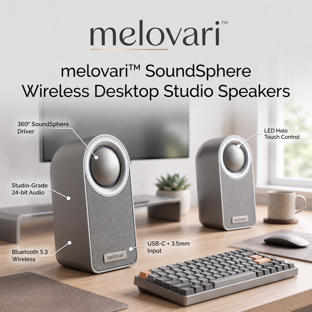 melovari™ SoundSphere Wireless Desktop Studio Speakers